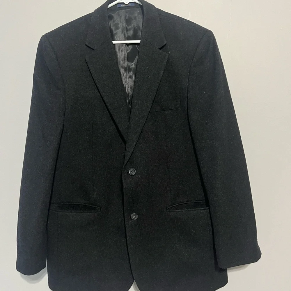 Club Room Blazer Sport Coat Jacket Mens 40R Black Wool Silk Cashmere 2 Button